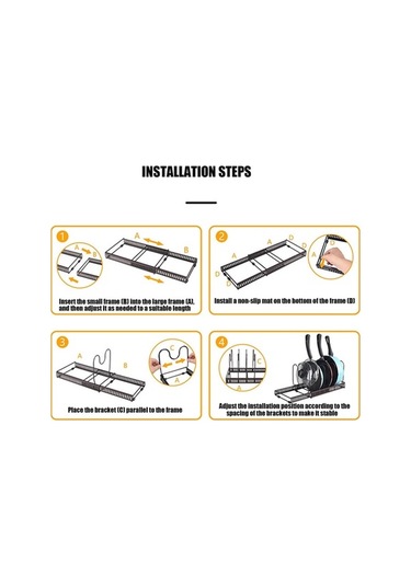 Novahub Genişletilebilir 7 Katlı Tencere Düzenleyici - Mutfak Organizasyon Siyah Siyah