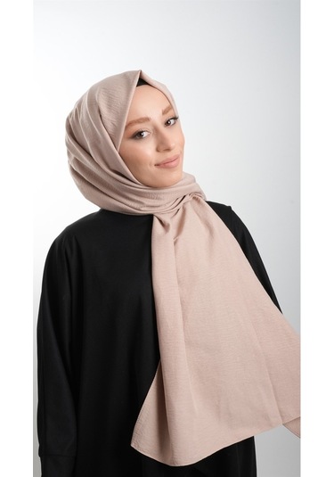 Hürrem Bone 202105_44 Pamuk Düz Klasik Caz Şal Koyu Bej