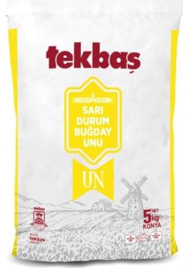 Tekbaş Un Sarı Durum Buğday Unu Makarnalık Eriştelik 5 KG