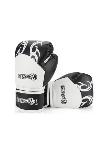 Titan Sport Siyah Beyaz İşlemeli Model-2 Boks Eldiveni Çok Renkli