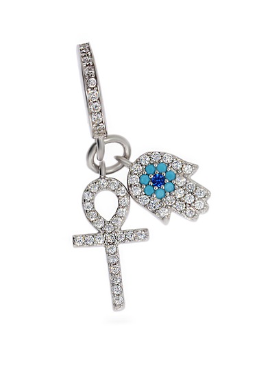 Kadın Haç Ve Göz Detay Gümüş Charm Gümüş