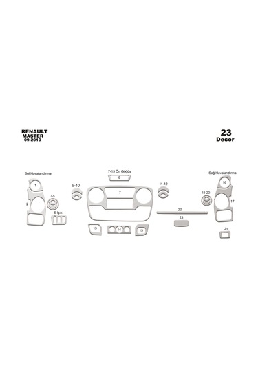 Renault Master Movano İnterstar Konsol-torpido Kaplama 2010 23 Parça -alüminyum Alüminyum