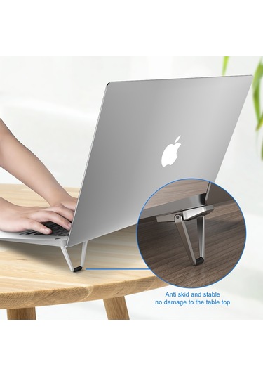 Butu R-just 1 Çift Kalkan Şekli Katlanabilir Dizüstü Masaüstü Tutucu Yükseltici Alüminyum Alaşımlı Dizüstü Standı