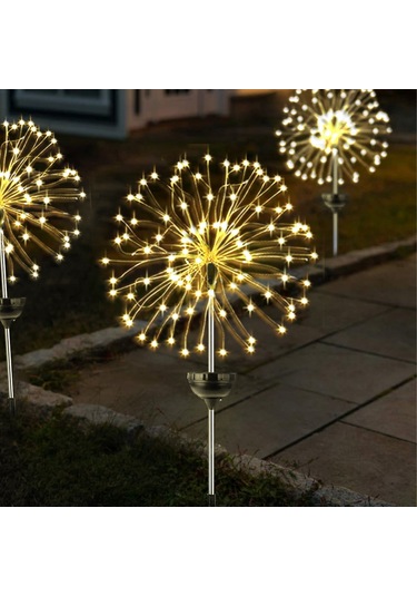 Yifomall Güneş Enerjili Led Çiçek Ateşi Işığı - Bahçe Çim Üstü Fantezi Aydınlatma - Dairesel 2 Mod 120 Led Beyaz Işık