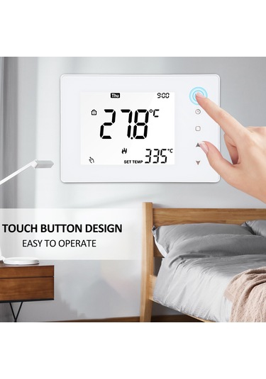 Geeksen Tp818gc Beyaz Akıllı Isıtma Kontrol Cihazı - Lcd Dokunmatik Ekran, Haftalık Programlama, 5a Gaz Kombi Termostatı