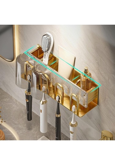 Novahub Yurt Otel Tuvaleti Duvar Montaj Diş Fırçası - Suntek Altın
