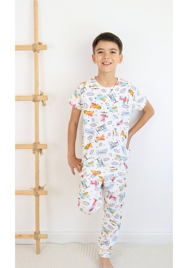 Harika Kids Erkek Çocuk Baskılı Pamuklu Penye Kumaş Pijama Takımı 001