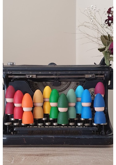 Waldorf Şapkalı Pegleri 12li Set Gökkuşağı Tonları Kırtkırt Ah...