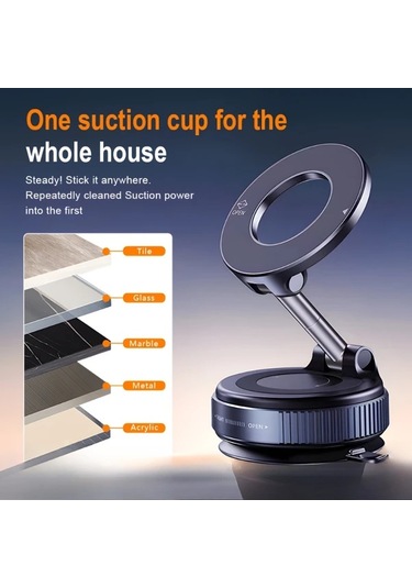 Gateesat Siyah 360 Derece Dönebilen Manyetik Katlanabilir Uzatılabilir Evde Arabada Duşta Telefon Tutucu