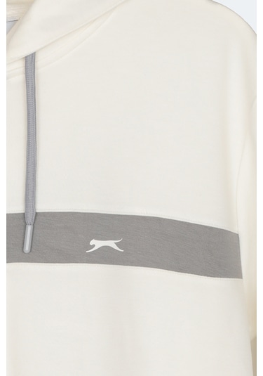 Slazenger Knotty I Kadın Kapüşonlu Cepli Ekru Sweatshırt
