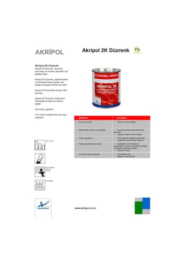AkzoNobel Akripol 2k Piano Black Akrilik Sonkat Oto Boyası 1 Litr