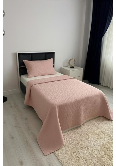 Powderlove 2 Parça Tek Kişilik Yatak Örtüsü 180x235 Cm Pudra Pudra