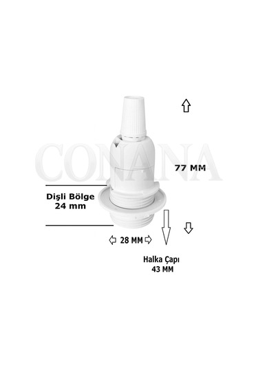 E14 Duylu 3 Metre Yerpuarlı Aç Kapat Anahtar Fişli Seyyar 2x0,50 Beyaz