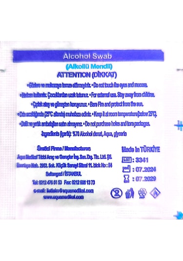 Alkollü Mendil Swab %70 Ethyl Alcohol Içerikli 100'lü Kutu