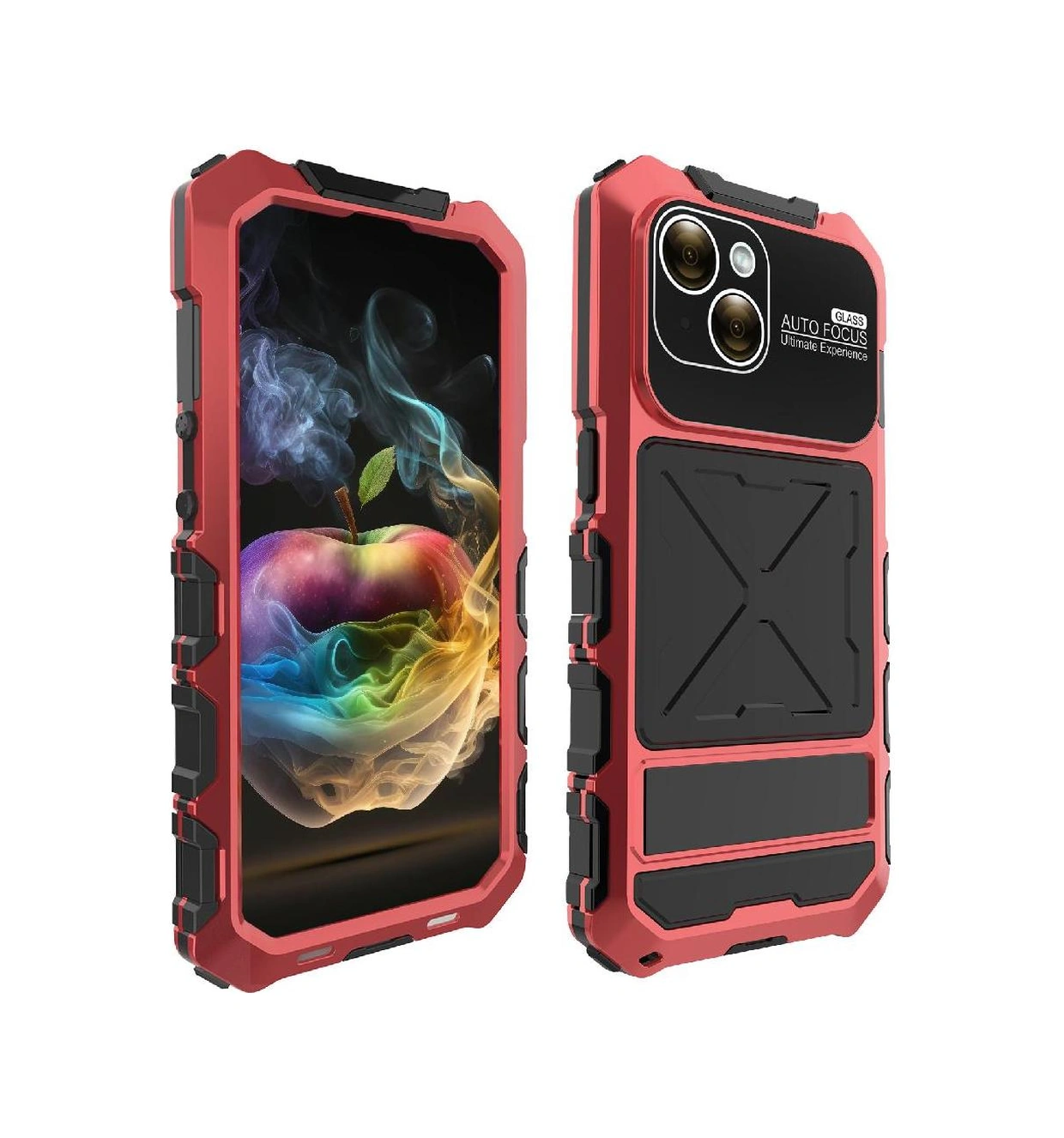 İphone 15 Plus İçin Metal Standlı Telefon Kılıfı Düşmeye Dayanıklı Kılıf Şok Kickstand Emilici Silikon Dayanıklı