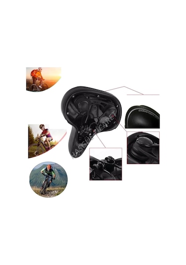 Hsgl Bisiklet Yumuşak Konforlu Sele Selle Elastomer Yaylı Mavi - Beyaz