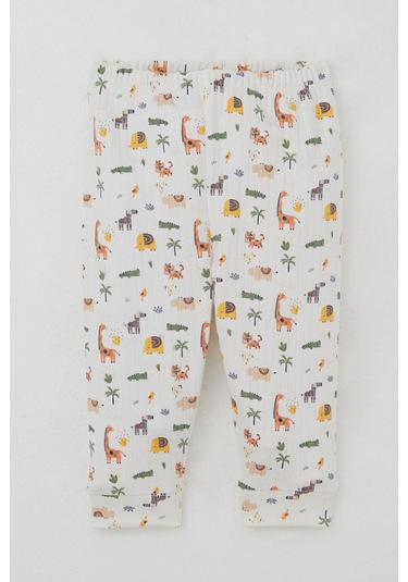 Breeze Erkek Bebek Pijama Takımı Omuzdan Patlı Bebek Hayvanat Bahçesi 4 Ay-1 Yaş, Ekru Ekru