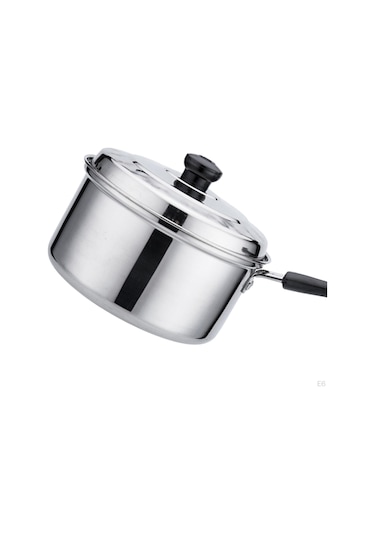 Kapaklı Yapışmaz Tencere Pişirme Kaynatma Kazanı Paslanmaz Çelik Süt Erişte Makarna Tencere Sosu 16cm