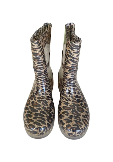 Bahçe Ve Yağmur Çiçekli Kadın Çizmesi 36-40 Leopar Leopar