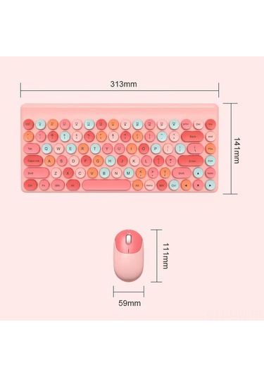 Moveevo 2.4g Kablosuz Klavye Ve Fare Seti - 86 Tuşlu Retro Yuvarlak Anahtar - Ergonomik - 10m Mesafe - Bilgisayar Ve Tv Uyumlu - Siyah Diğer