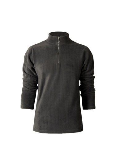 Antrasit Yarım Fermuarlı Regular Kalıp Dik Yaka Polar Sweatshirt Antrasit
