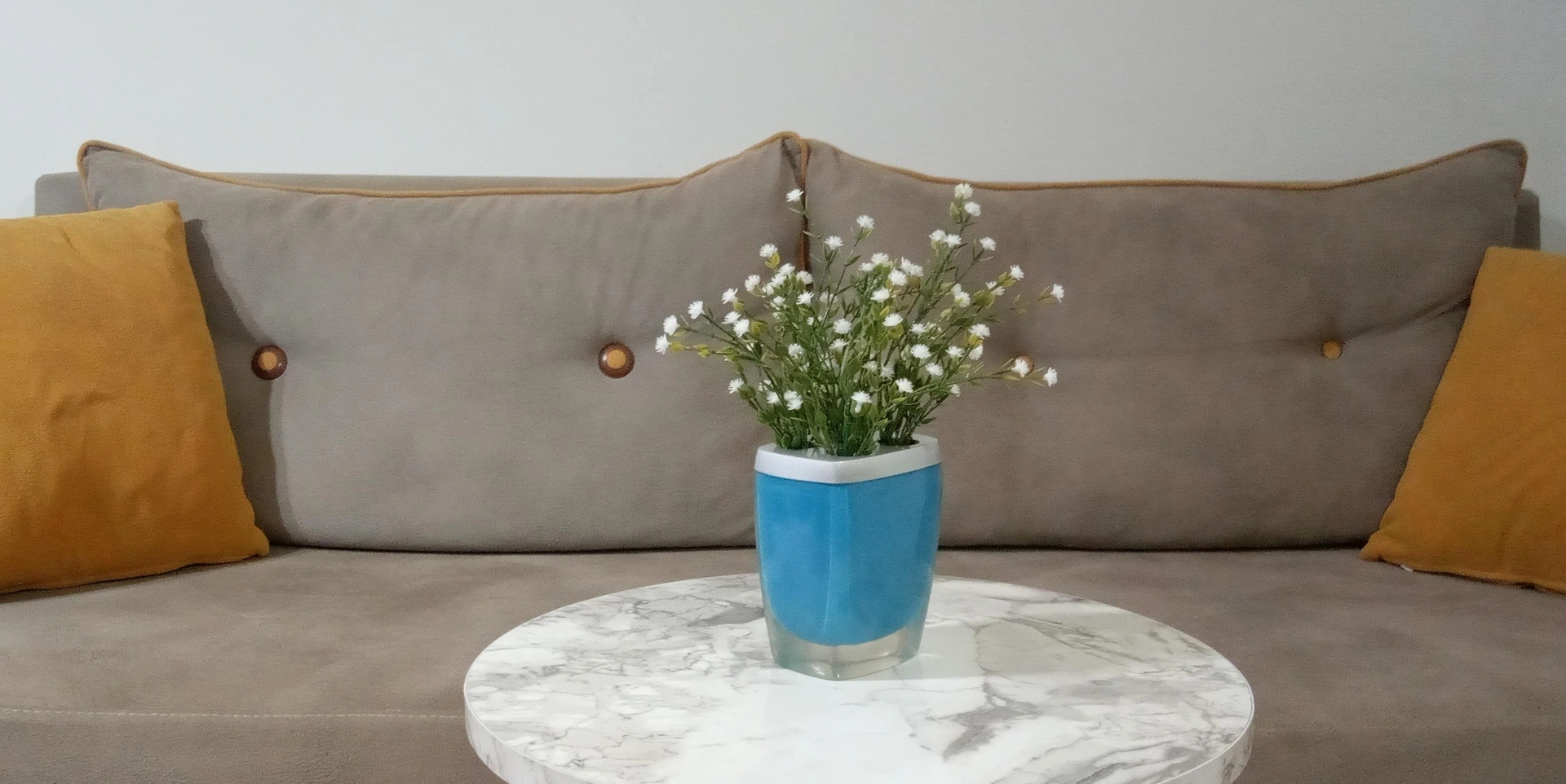 2 Adet Vazo Dahil,vazoda Çiçek,beyaz Yapay Çiçek,vazo Dekoratif Gri Mavi Poliresin 8x4x16cm Çok Renkli