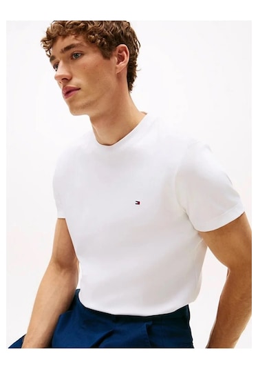 Tommy Hilfiger Klasik Sıfır Yaka T-shirt Beyaz