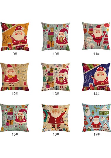 Qingmipy Noel Santa Desenli Kanvas Yastık Kılıfı - Ev Dekorasyonu Için Konforlu, Nefes Alıcı Keten Malzeme - Yastık İçini Dahil Etmez Model 9 Diğer