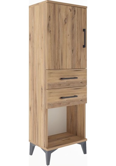 Arges Dolap 2 Raflı 2 Çekmeceli Tek Kapaklı 44x30x134 Çam-çam Atlas Çam
