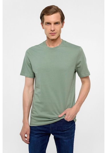 SÜVARİ Su Yeşili Regular Düz Bisiklet Yaka Tişört-38580 Su Yeşili