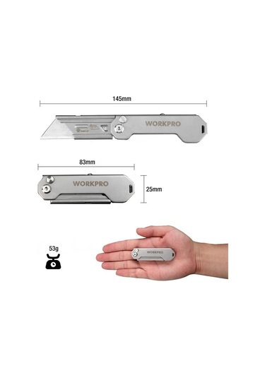 Workpro Wp211016 Paslanmaz Çelik Gövde Katlanır Rötuş Maket Bıçağı Fr Wp211016