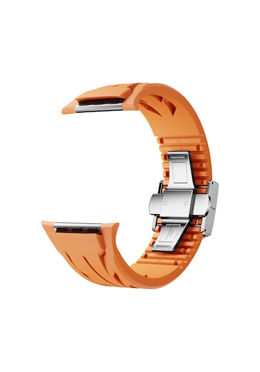 Butam Bilişim iOS Watch Uyumlu 42mm Krd-127 Metal Tokalı Silikon Kordon-turuncu