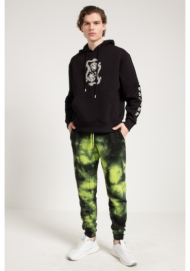 Jahr Marc Dragon Baskılı Siyah Oversize Erkek Sweatshirt Siyah