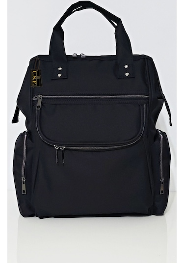 Bebek Bakım Çantası Organizatör Fonksiyonel Lüx Anne Bebek Bakım Sırt Çantası Mrs Silver Siyah