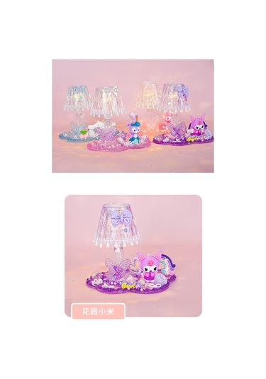 Aurora Çocuk Dıy El Yapımıkreme Tutkal Kristal Küçük Masa Lambasımalzeme Paket Seti Yaratıcıgece Lambasıbulmaca Oyuncak Pembe