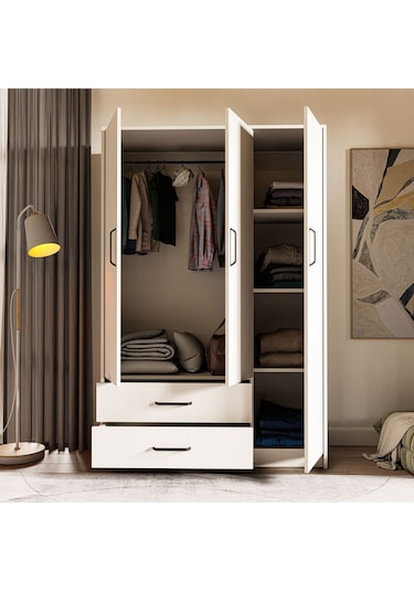 3514 Wıen 3 Kapılı Dolap 2 Çekmeceli 4 Raflı 1 Askılı Gardırop