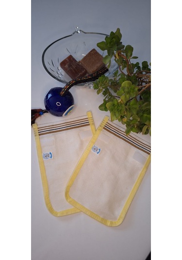 Konfor Sarı Biyeli Kese Seti-2 Adet-cırtlı Kese-cırt Cırt Yapı