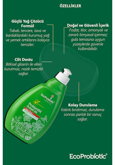 Probiyotikli Bulaşık Jeli 400 Ml Temiz İçerikli, Çevre Dostu, Ağır Kimyasal İçermez