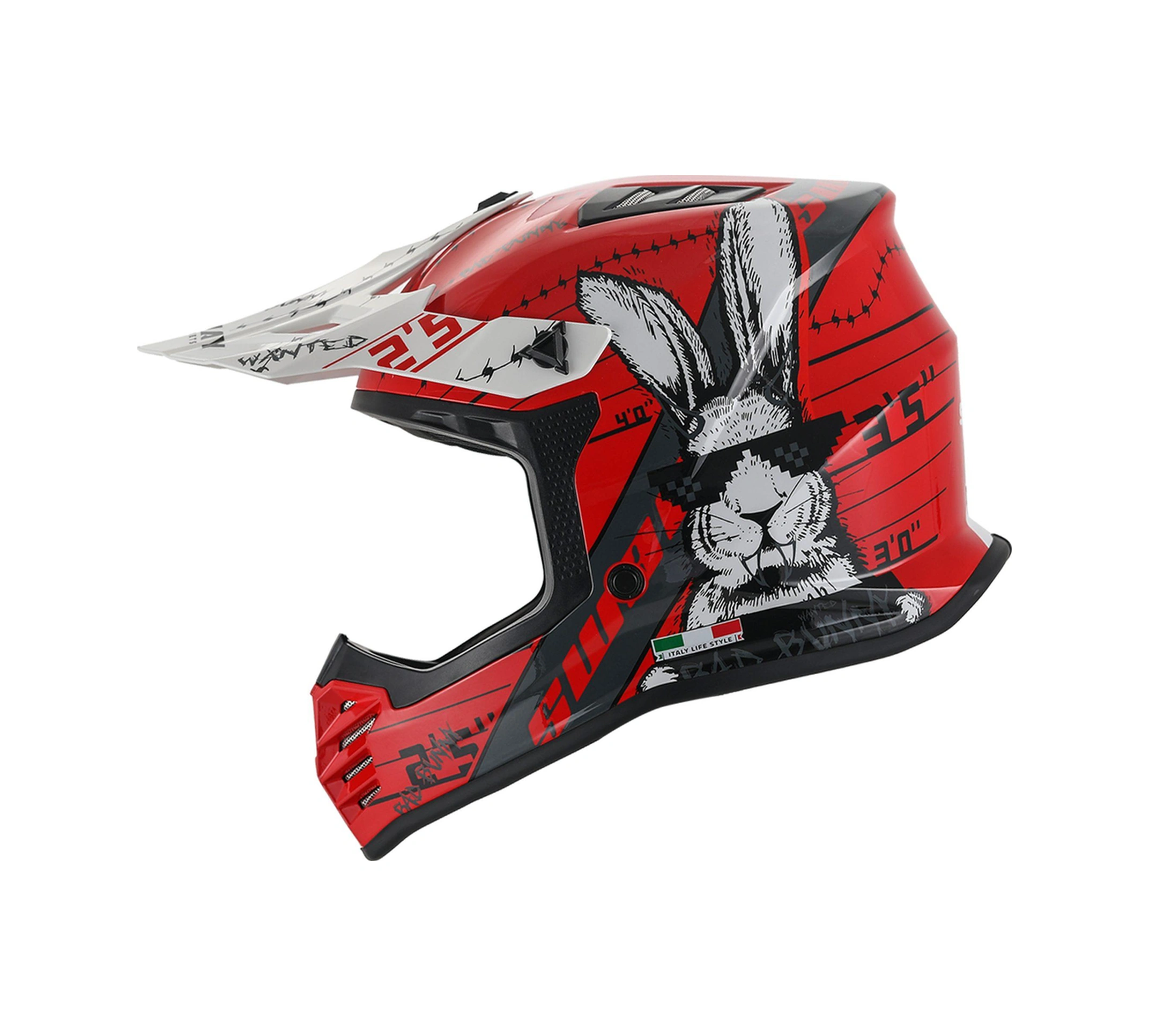 Sway 618 Bunny Çocuk Cross Kaskı Bisiklet Motosiklet Enduro Kask Xl Beden Siyah Kırmızı Çocuk Kaskı Kırmızı