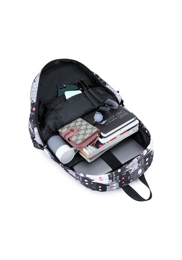 "3 Adet 2025 Baskılı Büyük Kapasiteli Öğrenci Okul Çantası-Siyah