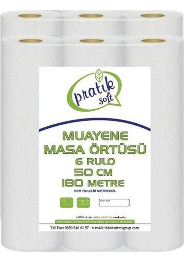 Pratiksoft Muayene Masa Sedye Örtüsü 50 Cm 6 Rulo 180 M