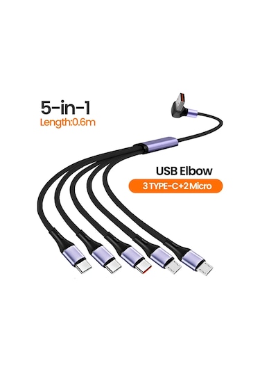 Olaf 66w Usb-a 5'i 1 Arada Şarj Kablosu iPhone Uyumlu, Uyumlu, Huawei Samsung Xiaomi İçin Süper Hızlı Şarjbej 66w Usb A 5i 1 Arada Şarj Kablosu