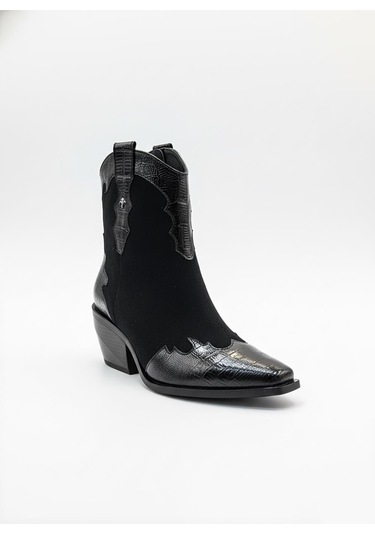 Siyah Süet Kadın Topuklu Bot 640.58151-04 Siyah