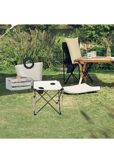 Dolıty Katlanabilir Kamp Masası Ağır Hizmet Tipi Çerçeve Beyaz Ve Siyah Çok Renkli