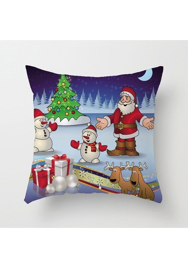 Cartoon Hand-painted Style Christmas Decorative Pillow No.07 Ekru
