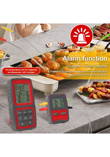 Tenfowee Kablosuz Et Termometresi - 150m Menzilli, Alarmlı, Çift Problu, Manyetik Ve Asılabilir Bbq Aleti Gümüş