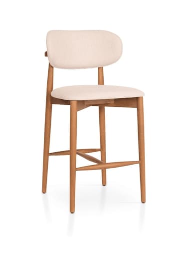 Polo Bohem Ahşap Bar Sandalyesi Krem