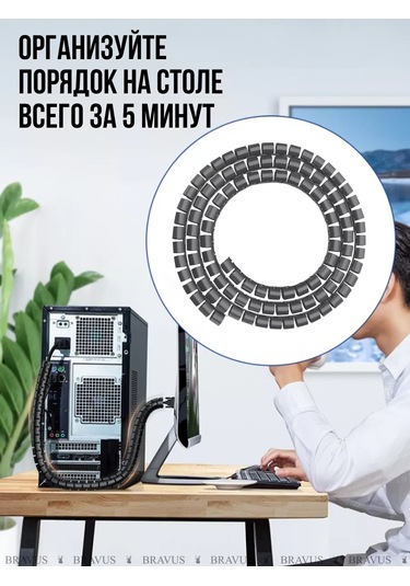 Bravus Kablo Organizatörü Esnek Örgü 2m Kablolar İçin Koruma 177213479