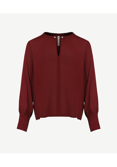 Yargıcı Yaka Detaylı Bluz Bordo