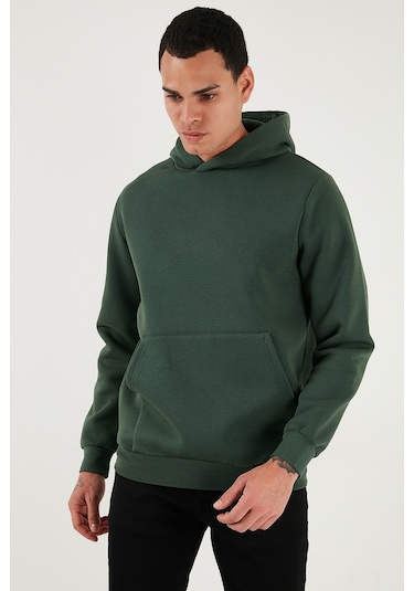 Buratti Regular Fit Kapüşonlu Kanguru Cepli Içi Tüylü Yumuşak Şardonlu Erkek Sweat 5905281 Nefti